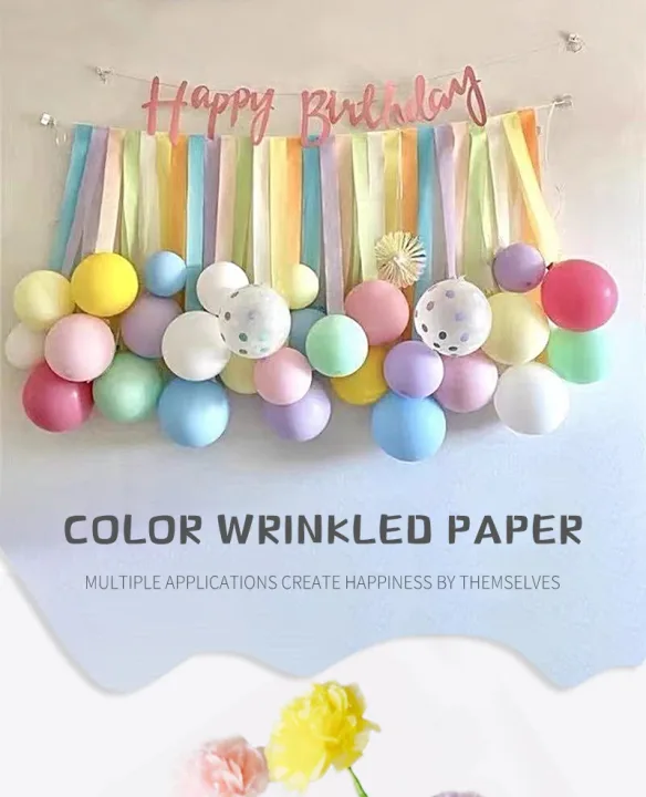 3pcs/set Rainbow Crepe Paper Streamers for Wedding Birthday Party Backdrop Decoration Colorful Paper Crepe Garland Ribbon Decor