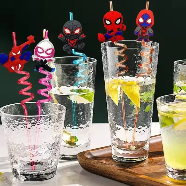 1/5/10Pcs Spiderman Theme Drinking Straws Kids Birthday Party Decorations Baby Shower Spiderman Party Supplies Birthday Gifts