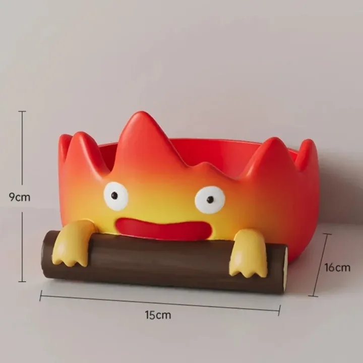 New Calcifer Fire Desktop Decoration Creative Home Living Room Porch Key Storage Tray Cartoon Snack Organizer Table Ornaments
