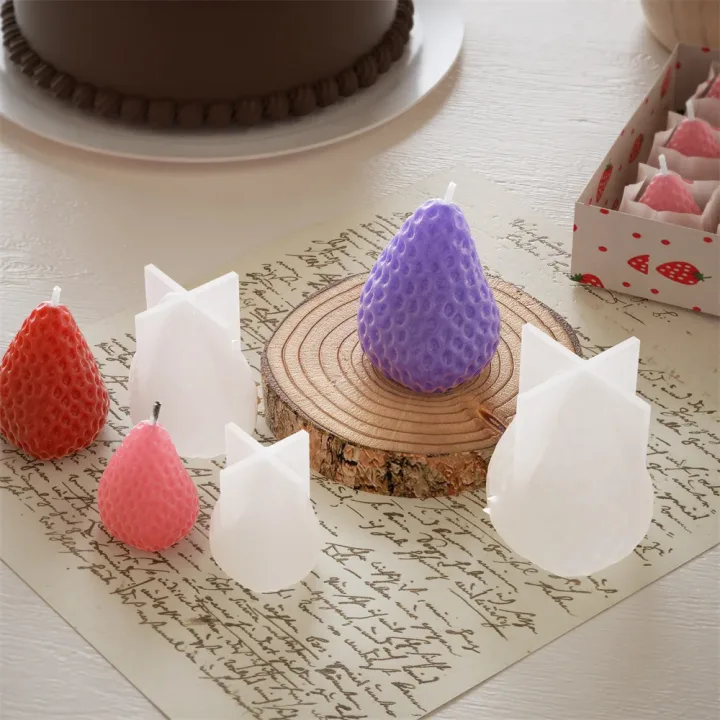 3D Strawberry Candle Silicone Mold Cute Fruit Candle Making Kit DIY Handmade Crafts for Valentine's Day Wedding Party Home Decor