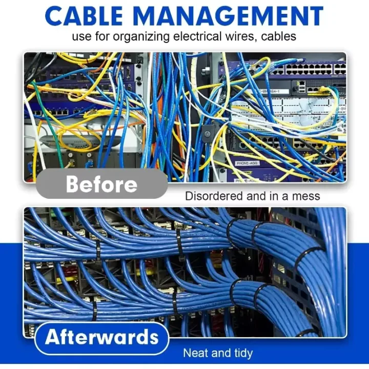 100Pcs Black Nylon Zip Ties 8*300mm 5*300mm Self-locking Fastening Rings Ideal for Home Cable Organization Cable Zipper Tie