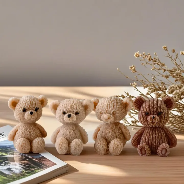 DIY Mini Bears Silicone Mold Aroma Candle Resin Ornament Mould Handmade Candy Chocolate Making Baking Molds
