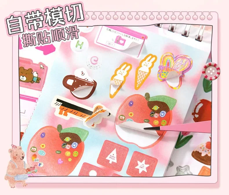 Ins Hand Account Scrapbook Stickers Cartoon PET Sticker Book Diy Diary Decoration School Supply Creative Stationery Stickers