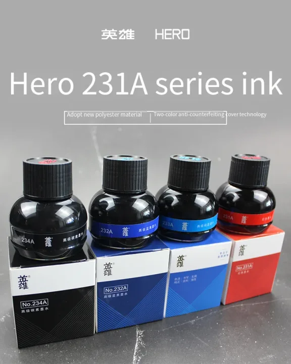 Hero Ink for Writing and Calligraphy Black Pure Blue Red Blue Black Non-Carbon Ink 233A/231A/232A/234A/440/204 ink supplies