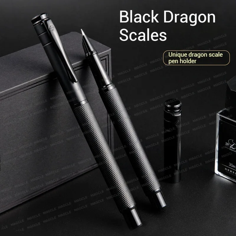Luxury Metal Black Fountain Pen Nib 0.28/0.38/0.5/0.7/1mm Calligraphy Writing Pen Office Business School Stationery Supplies