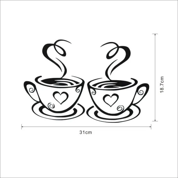 Mural Beautiful Design Decal Kitchen Restaurant Cafe Tea Wall Stickers Art Vinyl Coffee Cups Stickers  Decor (Size: One Size)