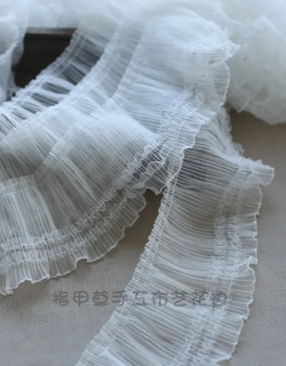 10CM Wide Modern Embroidery Flower Tulle Lace Fabric Trim Ribbon DIY Sewing Ruffle Applique Collar Fringe Wedding Decor