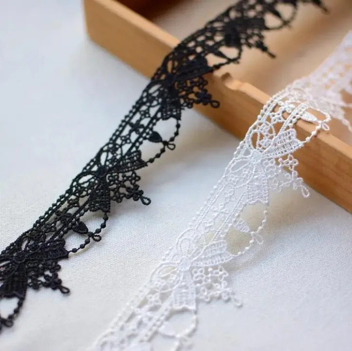 3 Meters Pretty Bow White Black Water Soluble High Quality Lace Trim Lace 3.5CM Wdith Fabric