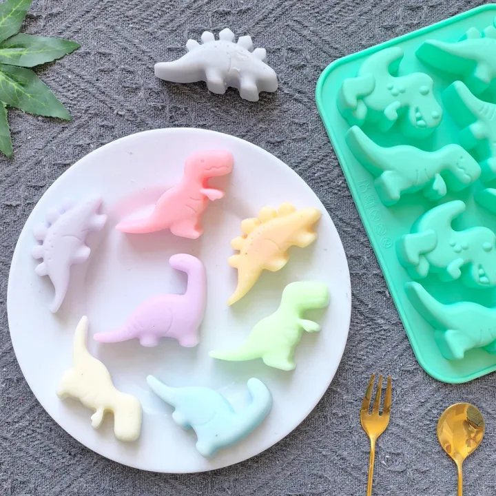 1pc 8-cavity silicone mold 3D dinosaur shaped chocolate candy, pudding, cookies, mold making, cake baking utensils