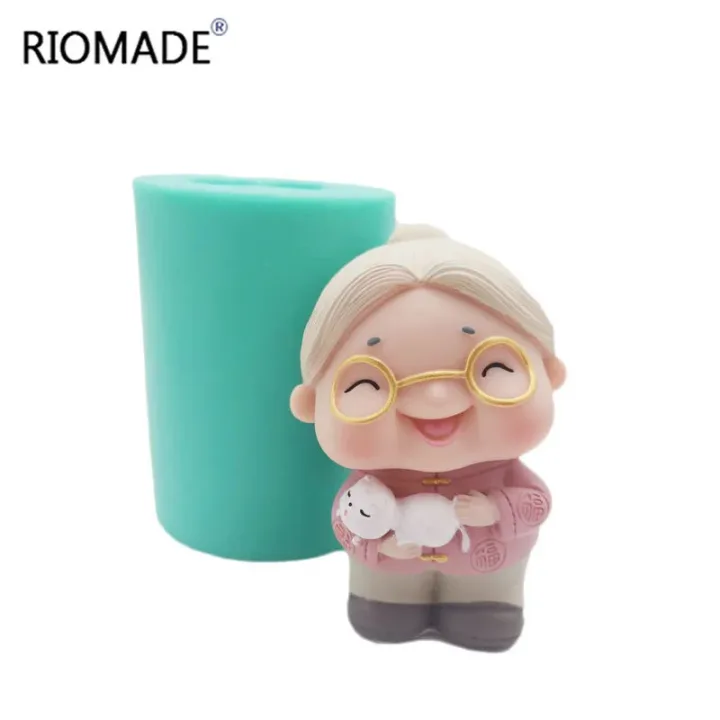 3D Grandpa Grandma Longevity Elderly Silicone Candle Molds Resin Cake Decorating Tools Plaster Epoxy Model Birthday Mould