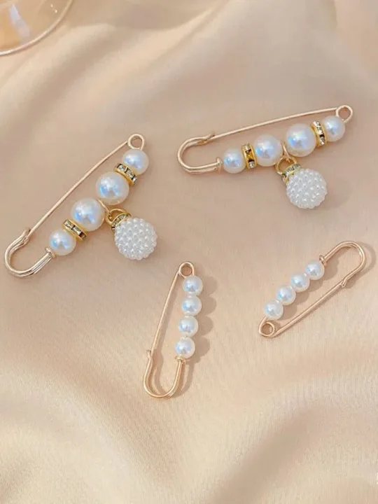 4PCS Waist Adjustment Uniform Clothing Extended Buckle And Waist Adjustment Buckle Pearl Broocated Fashion Decorative Accessorie