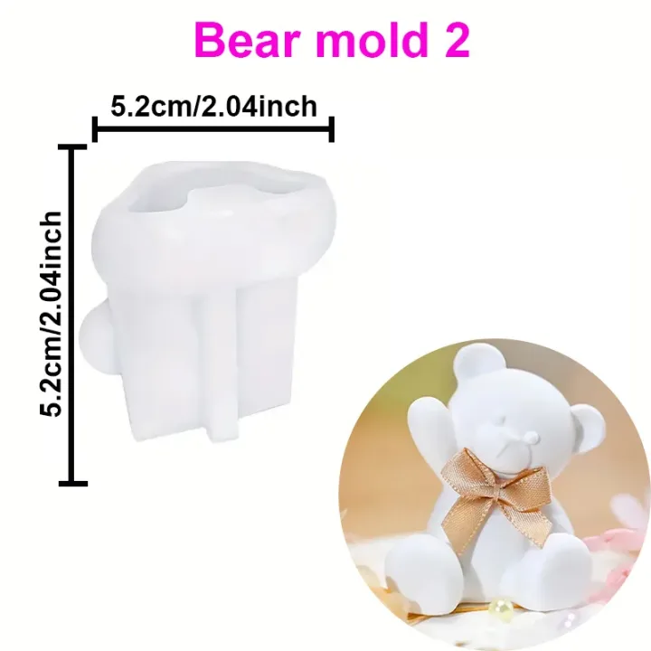 Adorable Bear Silicone Mold - DIY Cute Bear Perfect for Candle Making, Plaster Crafts and Home Decoration Gifts