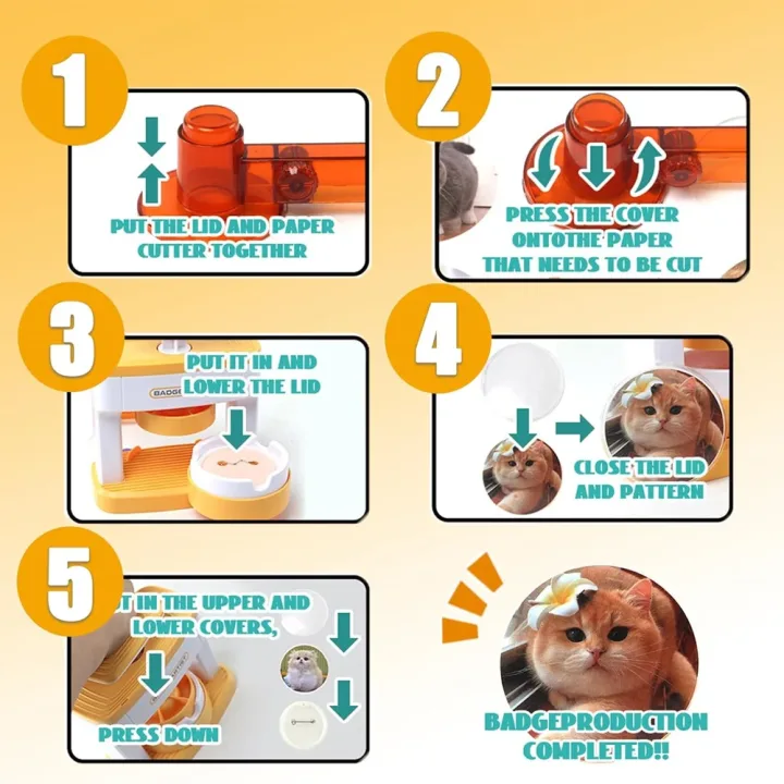 Kid Gift Badge Button Maker Machine Set, DIY Pin Button Press Badges Maker Machine with 48Pcs Button Parts+Picture+Circle Cutter