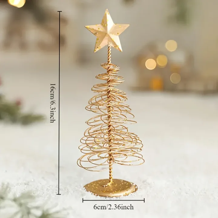 Iron Golden Christmas Tree Decoration Festive Tabletop Ornament Holiday Home Decor Xmas Tree Figurine Christmas Party Decoration