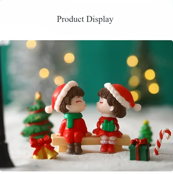 Home Decor Merry Christmas Couple Figurines Miniature Santa Claus Snowman Micro Landscape Ornaments for Home Desk Decorations