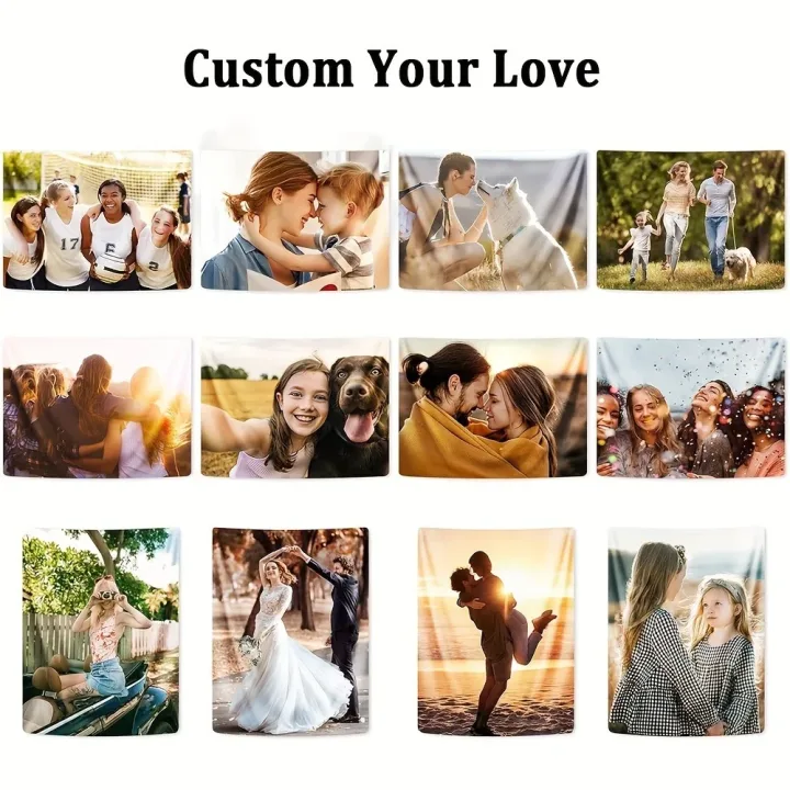 Custom Photo Tapestry Wall Hanging Personalized Decor 100% Polyester Fabric Horizontal Indoor Backdrop Banner for Home Decor