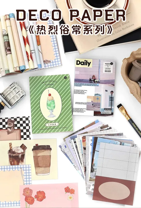 50sheets Retro Ins Memo Material Book Decorative Paper Creative Collage Junk Journal DIY Scrapbooking Aesthetic Craft Paper