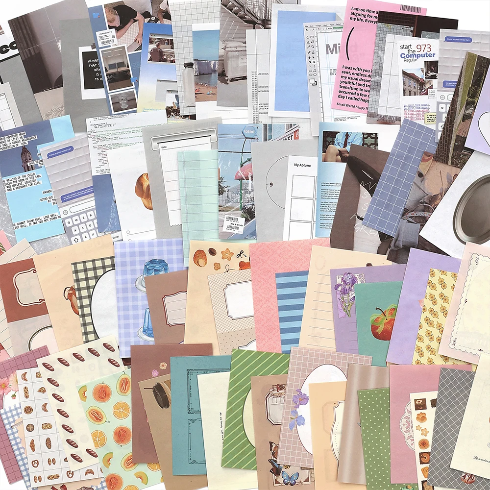 50sheets Retro Ins Memo Material Book Decorative Paper Creative Collage Junk Journal DIY Scrapbooking Aesthetic Craft Paper