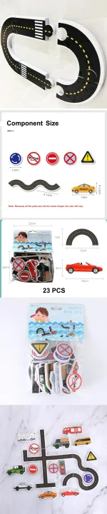 23 Pieces Bath Water Toy Sticky Wall City Traffic Car Road Rail Puzzle Vinyl 0-3Y 3-6Y 6-12Y 12+y 14+Y Bath Features