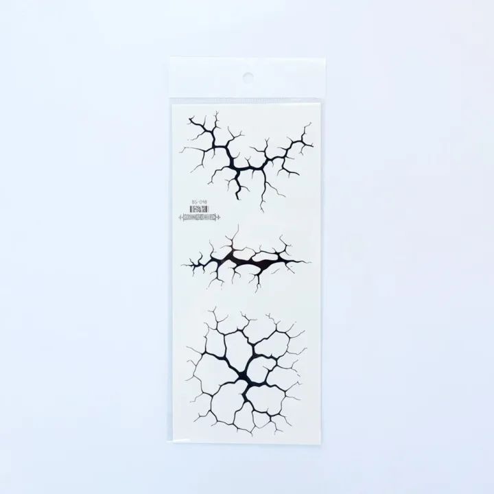 2Sheets Large Halloween Black Lightning Temporary Tattoo Sticker for Halloween makeup – Realistic Vein Design Face Tattoo Body A