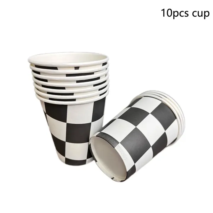 Racing Car Theme 3-Tier Round Cardboard Cupcake Stand  Cars Birthday Party Tablecloth Black and White Checkered Decor Supplies