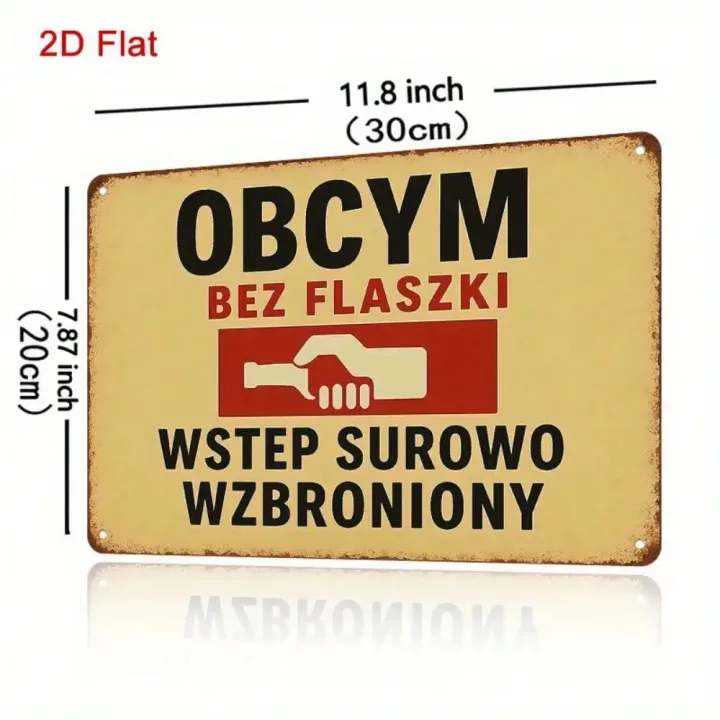 Vintage Metal Wall Sign 8x12 Inch Rustic Polish Warning Plaque Farmhouse Decor