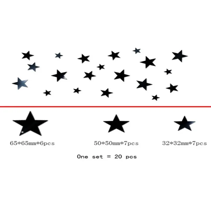 20pcs Star Wall Sticker 3D Acrylic Irregular Mirror Vanity Living Room Decoration Cartoon Wall Stickers for Kids Room Home Decor