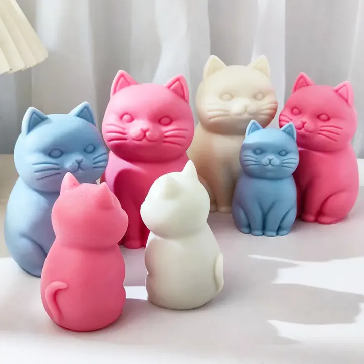 Sitting Cat Silicone Mold Handmade Soap Candle Making Supplies DIY Kitten Candle Soap Plaster Crafts Resin Concrete Mold