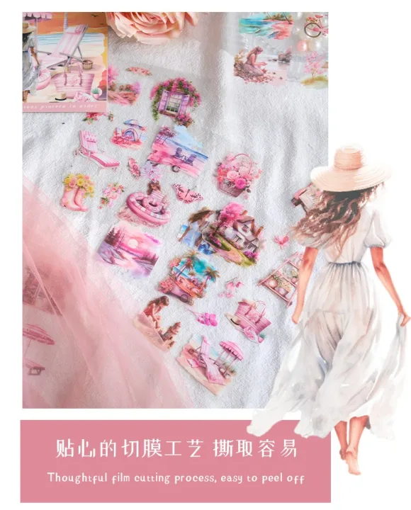 20pcs PET Stickers Season Series PET Decorative Stickers DIY Diary Girls Scrapbooking Material Decor Album Stationery Stickers