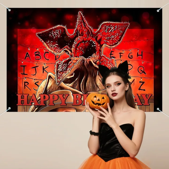 Stranger Birthday Party Decorations,Welcome to The Other Side Backdrop Banner Horror Forest Upside Down Themed Decor Banner Back