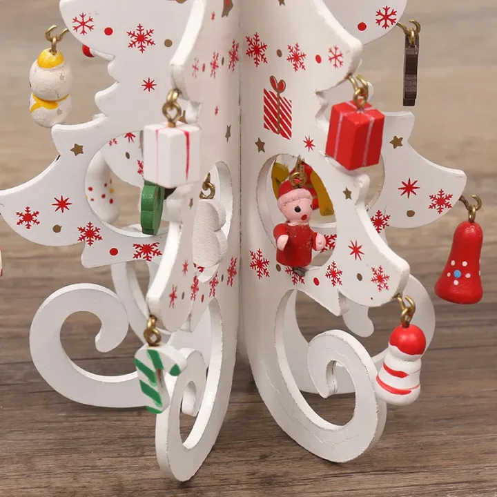 1 Pcs Christmas Decorations Creative Wooden Christmas Tree Ornament Home Desktop Party Decor Xmas New Year Kids Gifts