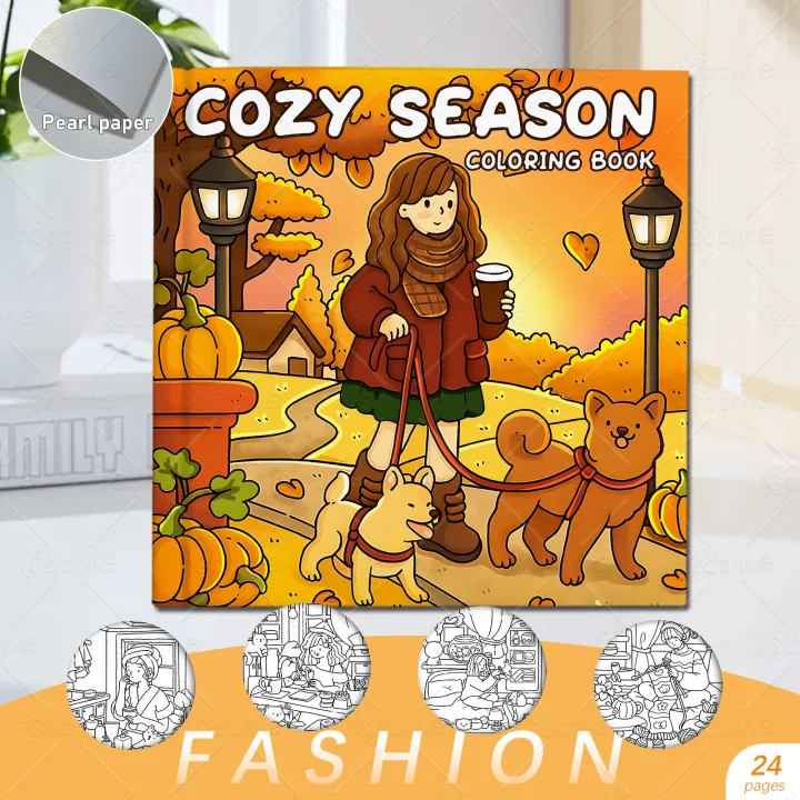 COZY SEASON Coloring Book for Adults Featuring Cartoon Bold-easy Patterns for Relaxation Kids DIY Painting Drawing Books
