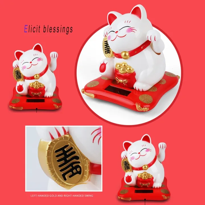 Holiday Seasonal Décor 2.5 Japanese Solar Wave Hand Lucky Cat Car Decorations New Year Figurines & Miniatures Hanging 1pc