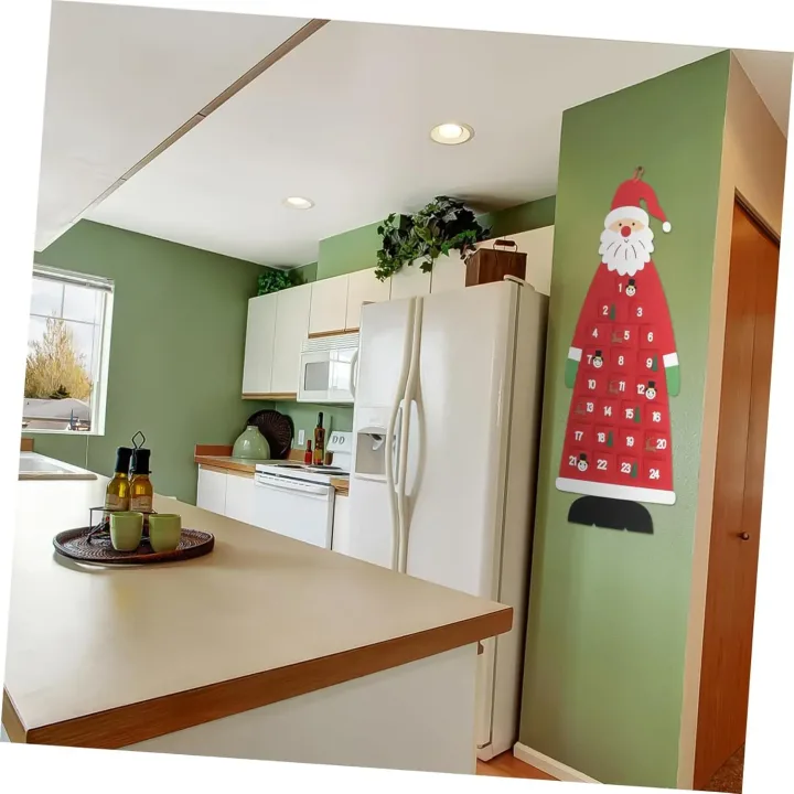 Santa Claus Felt Advent Calendar Countdown to Christmas Wall Hanging for Home Holiday Decor Festive Seasonal Ornament