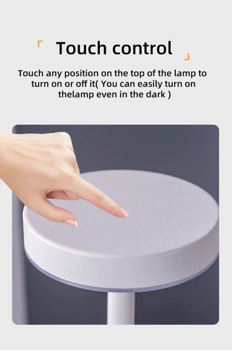 LED Cordless Touch  Table Lamps Rechargeable Desk Lamp 3Colors Adjustable Bedside Creative Ambient Light Bar Room Decor Light