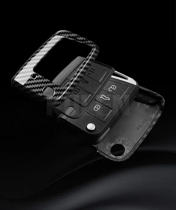 3 4 Buttons Carbon Fiber Car Key Case Cover For VW Volkswagen Golf 7 Tiguan MK2 For SEAT Ateca Leon FR 2 Ibiza For Skoda Octavia