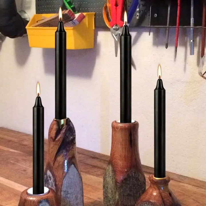 12 Pcs 3.9*0.4in (10.1*1.2cm) Black Small Rod Wax, Drip-Free, Smoke-Free and Fragrance-Free Home Dinner Candles, Hand-Pulled, High-Quality, Suitable for Various Places, Various Holidays.
