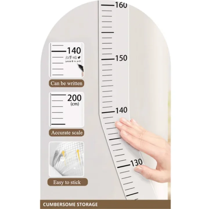 Transparent/White Height Scale Wall Sticker 2 Meter Height Bedroom Background Home Decals Kids Room Decoration Removable Mural