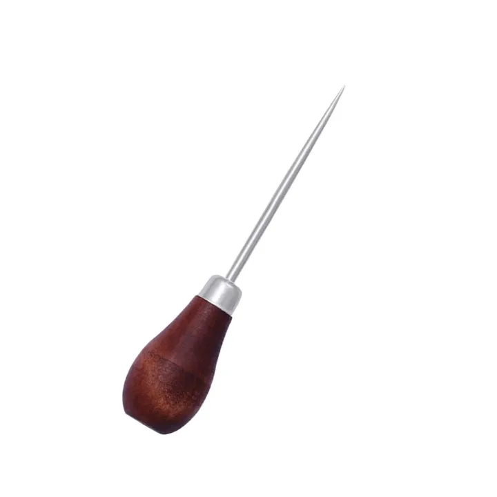 Durable Professional Leather Wood Handle Awl For Leather Craft Stitching Sewing Accessories Sewing Stitching Awl Hand Tools