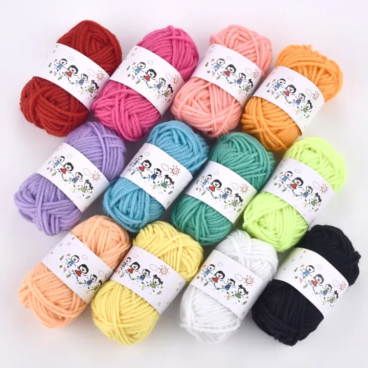12Color Set Kids DIY Knitting Crochet Yarns Colorful Material For Needlework Sewing Hand Crafting Wool Ball Hat Dolls Soft Sewin