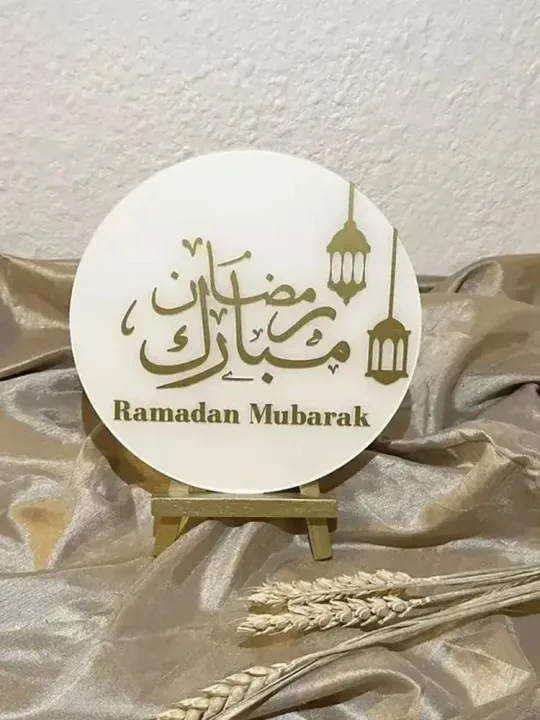 2pcs Ramadan Eid Mubarak Muslim Islam Ramazan Eid Decor Easel Acrylic Sign Table Centerpiece Decor Ramadan Kareem