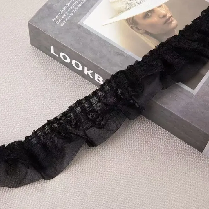 2 Yards Embroidery Ruffle Mesh Lace Fabrics For Clothing Home Wedding Accessory Bouquet Decor Handmade Sewing Trim DIY Crafts