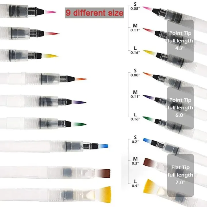 7/9/12pcs Watercolor Brush Pens Set Super Easy To Use And Fill For Water Soluble Colored Pencil Aqua Brush Pen For Beginners