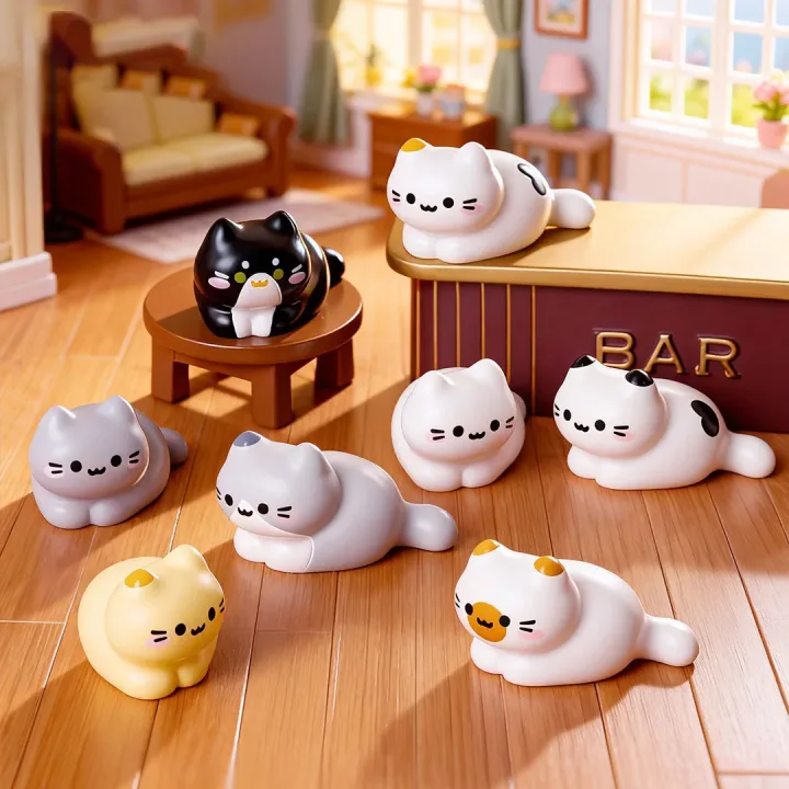 8pc Cute Cat Animal Decoration Resin Craft Miniature Figure Tiny for Bonsai Fairy Garden Home Decor