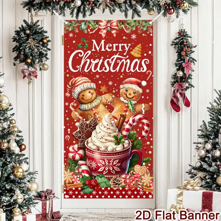 Christmas Door Banner Merry Christmas Decor for Home 2025 Xmas Hanging Wall Door Decor Navidad Noel Happy New Year Gift 2026