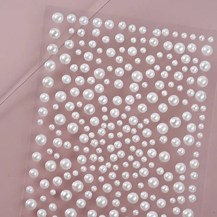 1/3/5 Sheet 3D White Pearl Eyes Face Tattoo Self Adhesive 3D Face Gem Jewels Eyeshadow Stickers Round Pearls Makeup Rhinestones