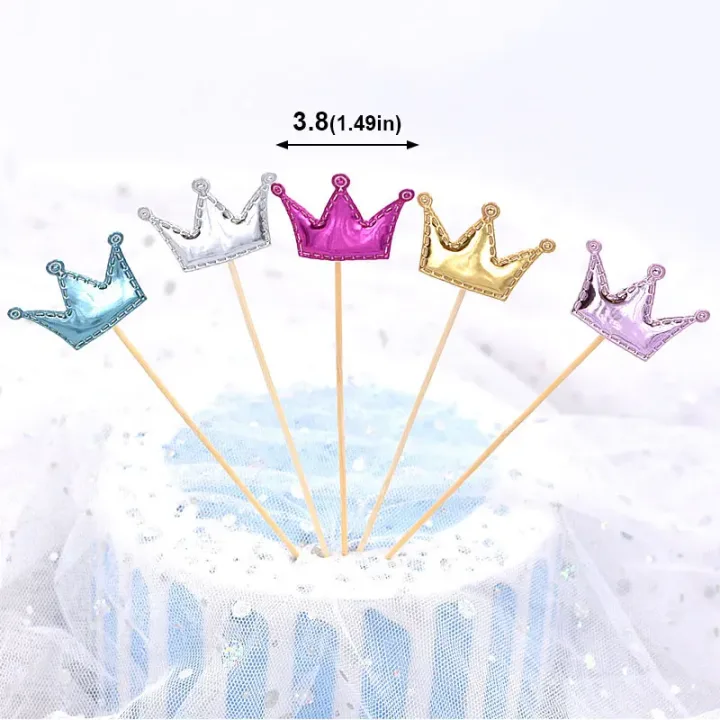 50/100PCS Cake Decoration Shiny Skin Reflective Heart Five Pointed Star Crown Birthday Dessert Table Baking Wedding Party