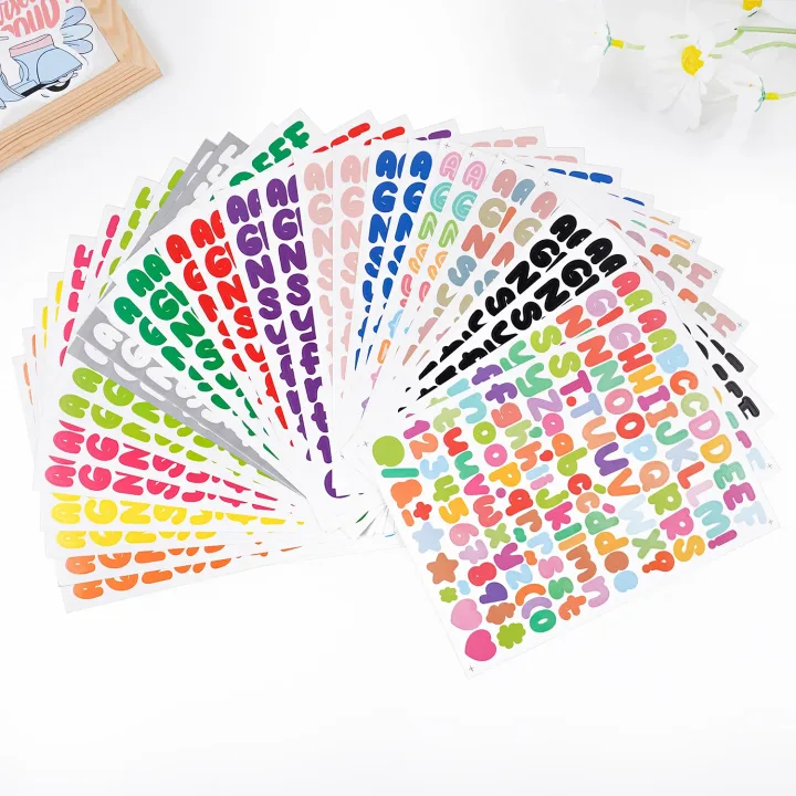 15 Sheets of 0.5inch Alphabet Stickers, Small Size Greeting Cards, Decorative Letter Stickers for Clipping Books