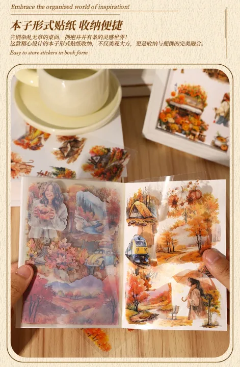 20 Sheets PET Die cut Stickers book Four Seasons Scenery Decorative handmade Scrapbooking Material Diary Album Craft Supplies