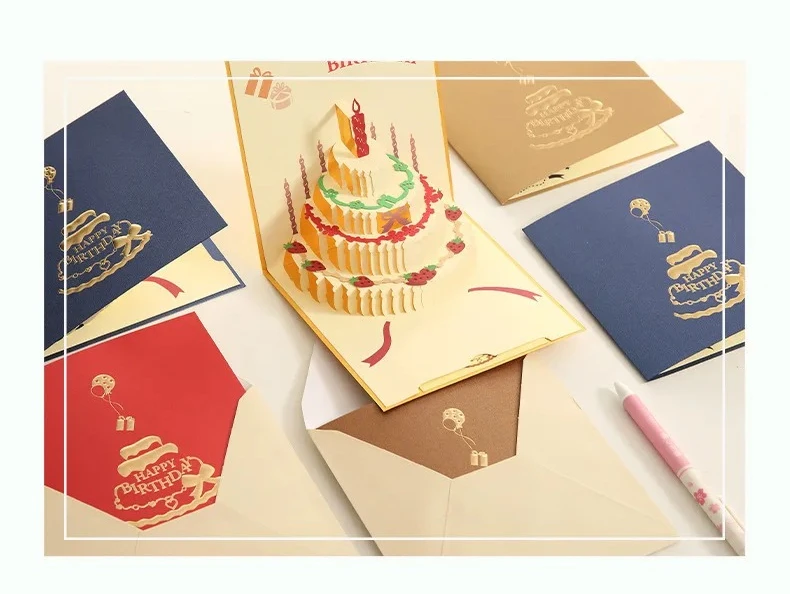 3D Unique Pop Up Birthday Card for Kids Boy Baby Shower First Birthday Party Greeting Cards Handmade Miniatures Postcard Gifts